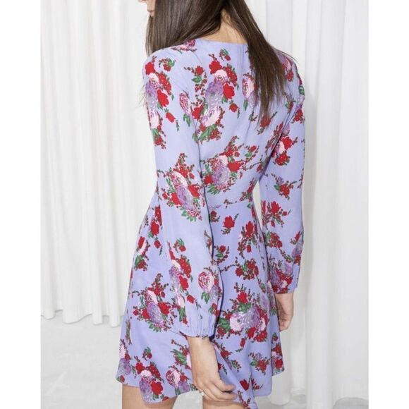 & OTHER STORIES Dress Womens 2 Floral Silk Mini Long Sleeve NEW LA Atelier - Picture 2 of 10